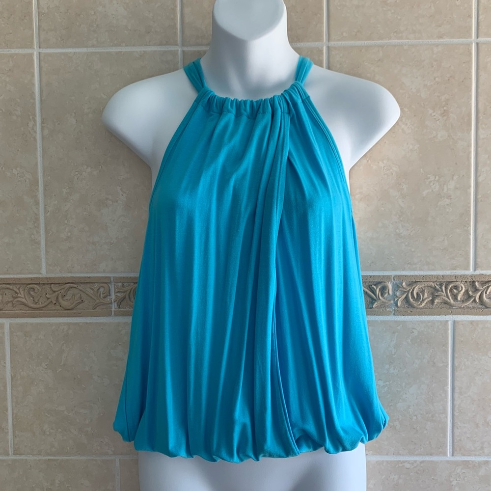 Etcetera Blue Ring neck tie back top